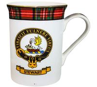 I LUV LTD China Coffee Mug Stewart Clan Crest Gold Rim Scottish Made