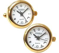 I LUV LTD Gents Watch Cufflinks Pair White Masonic Dial Gold Plated - Gift Box