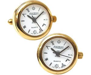 I LUV LTD Gents Watch Cufflinks Pair White Masonic Dial Gold Plated - Gift Box