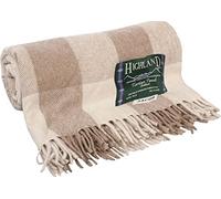 I LUV LTD Jacob Check Tartan Cream Brown Tweed Sofa Throw Blanket 75% Wool Plaid Large Throws for Sofas Wool Rug Outdoor Blanket Picnic Blankets