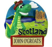 I LUV LTD John o'Groats Fridge Magnet, Scottish Nessie Design, Loch Ness Monster Wearing Tammy Hat, Scotland Flag