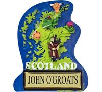 I LUV LTD John o'Groats Fridge Magnet Souvenir - Scotland Map Shape with Highland Piper, Traditional Scottish Gifts