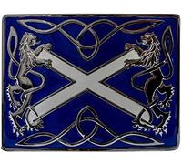 I LUV LTD Kilt Belt Buckle Mens Highland Saltire Blue Finish 4" x 3" Scottish Made