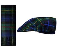 I LUV LTD Lambswool Flat Cap and Scarf Matching Gift Set Smith Modern Tartan Plaid One Size Elasticated Band Baker Boy Hat Neck Warmer Men Women Comfort Fit Scottish Gifts for Women Men's Accessories