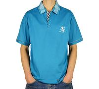 I LUV LTD Mens Scotland Lion Tartan Collar Polo Shirt Sapphire Blue