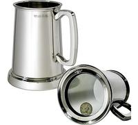 I LUV LTD Pewter King's Shilling Tankard 1 Pint Plain with Touchmark Heavy Gauge Beer Tankard Can be Engraved and Personalised Gifts for Men and Women