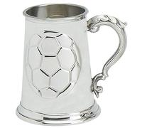 I LUV LTD Pewter Tankard Handmade Embossed Football Ball Soccer Ornate Handle