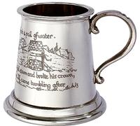 I LUV LTD Quarter Pint Mug Jack and Jill Nursery Rhyme on Front and Back of Body Christening Pewter Tankard Scroll Handle