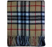 I LUV LTD Scottish Tartan Warm Wool Mix Throw Blanket Camel Thompson Knee Plaid Throws for Sofas Travel Wool Rug Throws and Blankets 182 cm x 152 cm