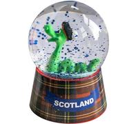 I LUV LTD Scottish Waterball Snow Globe with Nessie In Water On Large Tartan Base Design, Resin Figurine and Moulded Base