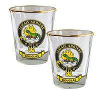 I LUV LTD Shot Glass Wee Dram Douglas Clan Crest Set of 2 Whisky Tots