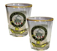 I LUV LTD Shot Glass Wee Dram Macdonald Clan Ranald Clan Crest Set of 2 Whisky Tots