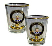 I LUV LTD Shot Glass Wee Dram MacKay Clan Crest Set of 2 Whisky Tots