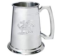 I LUV LTD Welsh Dragon Embossed 1pt Tankard Handmade Traditional Shape Engravable