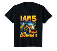 I' m 5 and Crushing It Cool 5th Birthday Bulldozer Truck T-Shirt