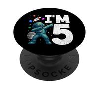 I’m 5 Cosmic Dabbing Astronaut Galaxy Birthday Boy Adventure PopSockets Adhesive PopGrip