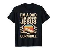 I’m a Dad That Runs on Jesus and Cornhole Vintage Christian T-Shirt