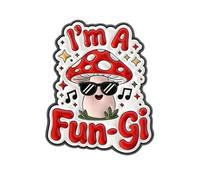 I’m A Fun-Gi Mushroom Enamel Lapel Pin Badge 3cm x 2.3cm Cute Toadstool Character with Sunglasses Funny Pun Design Metal Pin for Jackets Bags Hats Gift for Mushroom Lovers