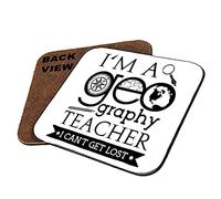 I’m a Geography Teacher, I Can’t Get Lost, Teacher Appreciation Thank You Gift Idea for Teaching Assistant, Teacher Retirement, Tableware, Coffee/Tea/Drink Coaster. (Square Shaped Coaster)