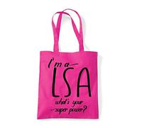 I’m A LSA learning support Personalised What’s Your Superpower Appreciation Gift tote shopping bag - Fuschia