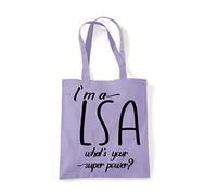 I’m A LSA learning support Personalised What’s Your Superpower Appreciation Gift tote shopping bag - Lavender