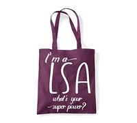 I’m A LSA learning support Personalised What’s Your Superpower Appreciation Gift tote shopping bag - Plum
