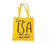 I’m A LSA learning support Personalised What’s Your Superpower Appreciation Gift tote shopping bag - Yellow
