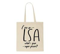 I’m A LSA learning support Personalised What’s Your Superpower Appreciation Gift tote style shopping bag - natural
