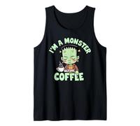 I’m a Monster Before Coffee, Cute Frankenstein Halloween Tank Top