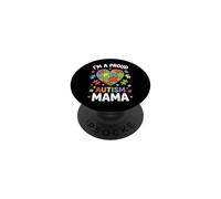 I’m a Proud Autism Mama Puzzle Autistic Heart PopSockets Adhesive PopGrip