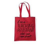 I’m A Teaching Assistant Personalised What’s Your Superpower - Teacher Appreciation Gift tote shopping bag - Red