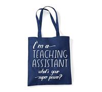 I’m A Teaching Assistant Personalised What’s Your Superpower - Teacher Appreciation Gift tote shopping bag - Navy