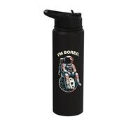 I´m Bored Astronaut Sitting On The Moon Art Vintage Stainless Steel Insulated Water Bottle