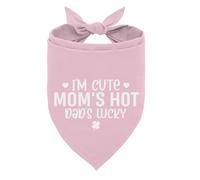 I’m Cute Mom’s Hot Dad’s Lucky Dog Bandana, Funny Pet Scarf Accessories for Small Medium Dogs Cats Photo Prop, Pink Dog Bandana, Mother's Day Mom Birthday Gifts