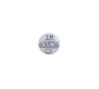 I’m Dislecsic Badge - Funny Dyslexia Awareness Pin for Adults & Students - Neurodiversity Communication Button with Handwritten Text & Smiley Face - Dyslexic Pride Lanyard, Bag & Jacket Pin