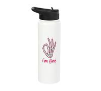 I’m Fine Funny Skeleton Hand Thumbs Up Hand Sign Dark Humor Stainless Steel Insulated Water Bottle