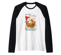 I’m Fine This is Fine Snowman Just Having A Meltdown Raglan Baseball Tee