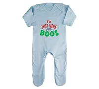 I’m Just Here for The Boos Halloween Statement Baby Romper Jumpsuit with feet, 3-6 Months, Pastel Blue