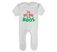 I’m Just Here for The Boos Halloween Statement Baby Romper Jumpsuit with feet, 6-12 Months, White