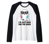 I’m Just Here for The Boos Spooky Ghost Beer Funny Halloween Raglan Baseball Tee