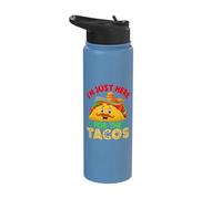 I’m Just Here for the Tacos - Mexican Food Lover Funny Tacos Stainless Steel Insulated Water Bottle