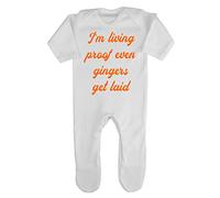 I’m Living Proof That Even Gingers Get Laid Statement Baby Romper Jumpsuit with feet, 0-3 Months, White