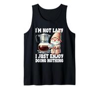 I`m Not Lazy I Just Enjoy Doing Nothing Funny Coffee Gnome Tank Top