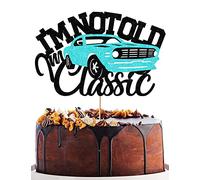 I’m not old I’m classic Cars Cake Topper Vintage Blue Car Toppers Decorations for Men Glitter Black 40th 50th 60th 70th 80th 90th Birthday Decoration Party Supplies