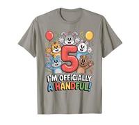 I’m Officially A Handful Cute Animals 5th Birthday Kids T-Shirt