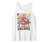I’m Officially A Handful Cute Animals 5th Birthday Kids Tank Top