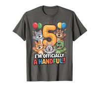 I’m Officially A Handful Funny 5th Birthday Kid Animal Lover T-Shirt