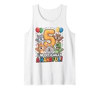 I’m Officially A Handful Funny 5th Birthday Kid Animal Lover Tank Top