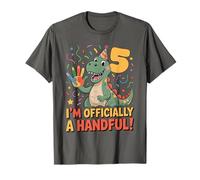 I’m Officially A Handful Funny 5th Birthday Kids Dinosaur T-Shirt