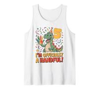 I’m Officially A Handful Funny 5th Birthday Kids Dinosaur Tank Top